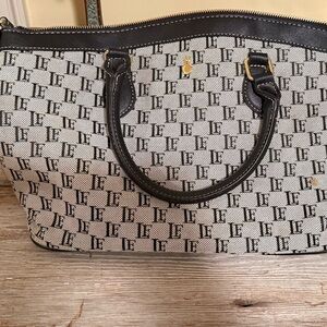 London Fog Black and White Monogram Shoulder Bag